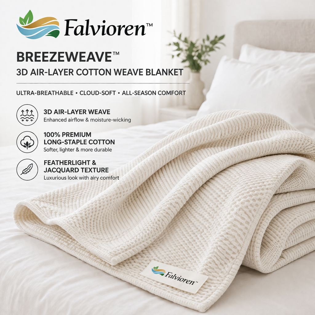 Falvioren™ BreezeWeave™ 3D Air-Flow Cotton Blanket